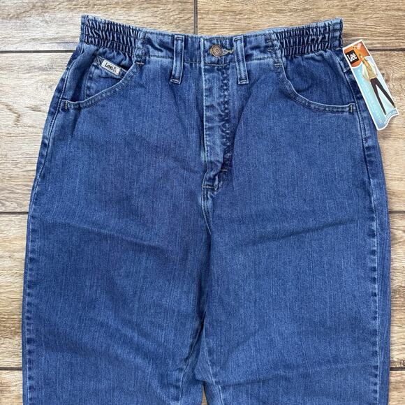 Lee Elastic Side Denim Jeans Woman's 8P Blue Mid Rise Relaxed Fit - Picture 3 of 15